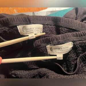 2 pair Lotus & Luna Black Smocked Pants in breezy rayon